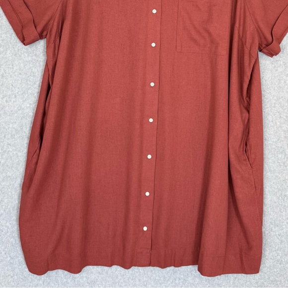 Old Navy Shirt Dress 3X Orange Linen Blend Button Up Beachy Boho Lagenlook NWT - Picture 6 of 15